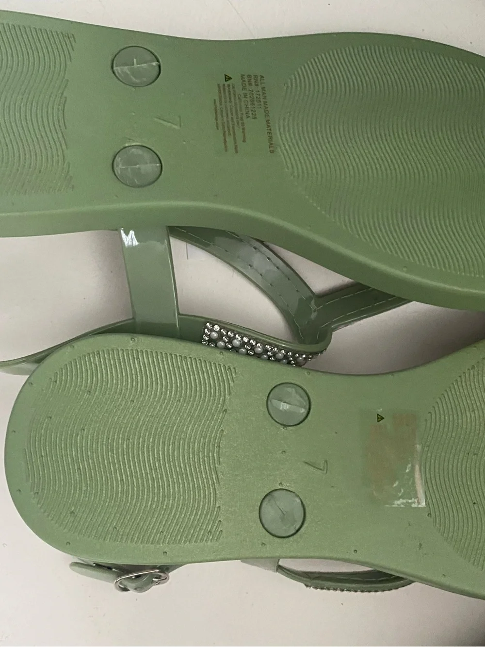 Love Mint Green Jeweled Thong Sandals